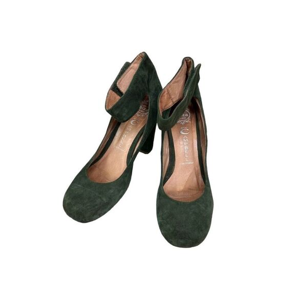Jeffrey Campbell Aurora Green Suede Pumps Ankle Strap Block Heel Women 9.5 Rare - Picture 8 of 13